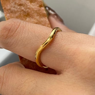 Conjunto de anillos de mujer de acero inoxidable color dorado con diseño de planta de estilo Ins de 1 pieza de lujo h5 Imagen6