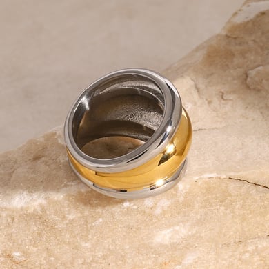 1 Pair Simple Series Simple Geometric Stainless Steel 18K Gold Plated Women Single Ring h5 Picture3