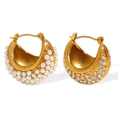 1 Pair Luxurious Series Classic Geometric Titanium Steel   Gold Color  Women's Hoop Earrings h5 Picture6