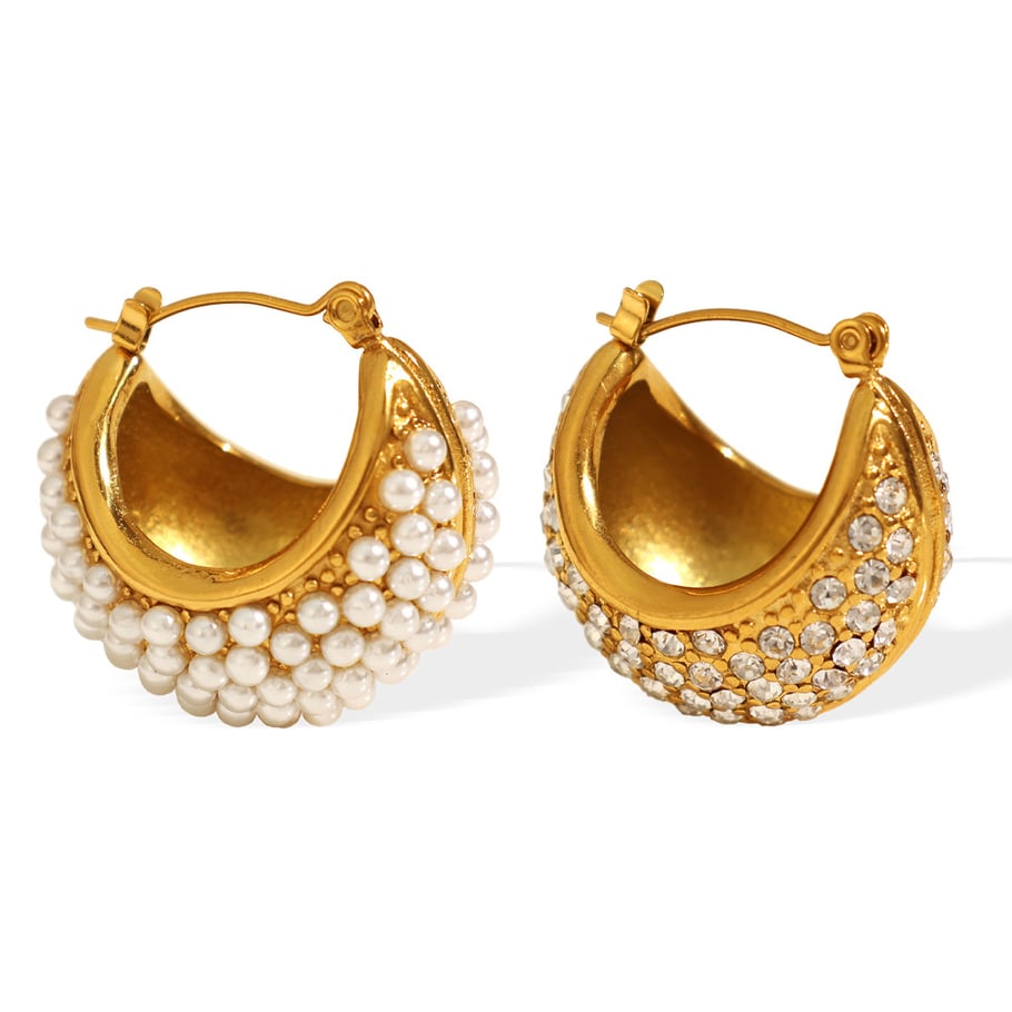 1 Pair Luxurious Series Classic Geometric Titanium Steel   Gold Color  Women's Hoop Earrings Picture6