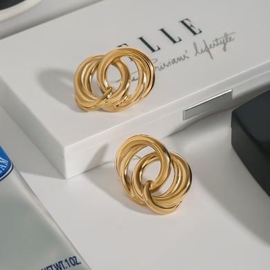 1 Pair Stainless Steel Gold & Sliver Mixed Color Women's Stud Earrings h5 Picture5