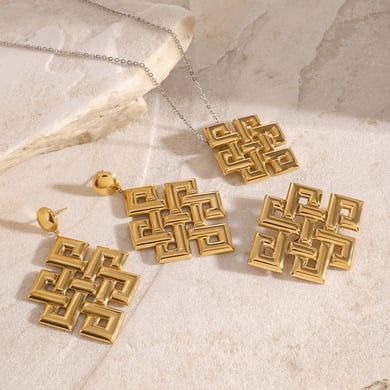 1 Paar Ohrringe im Retro-Stil der Classic-Serie aus Edelstahl mit 18 Karat Vergoldung für Damen h5 Bild3