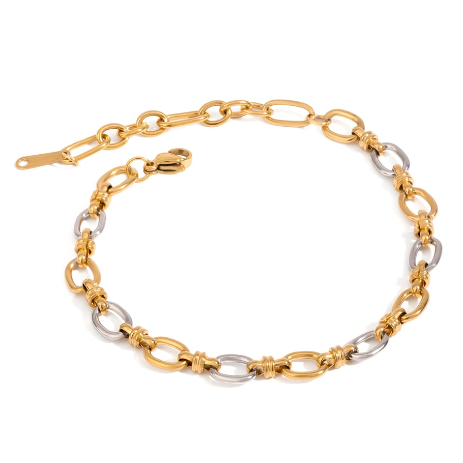 1 Piece Simple Series Streamline Round Stainless Steel Gold & Silver Color Women's Chain Bracelets Picture6