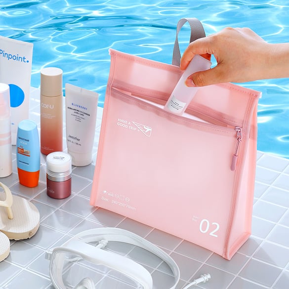 1 Piece Simple Series Daily Solid Color PVC Waterproof Makeup For Vacation Women's Bags 2