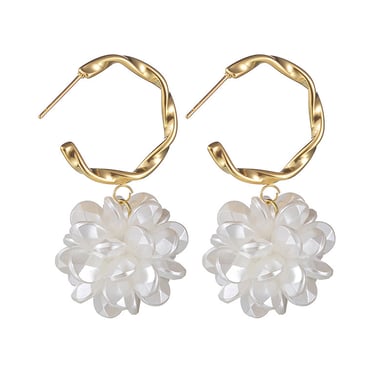 1 paire de boucles d&#39;oreilles pendantes élégantes en acier inoxydable plaqué or 18 carats pour femme, série Simple h5 Image4