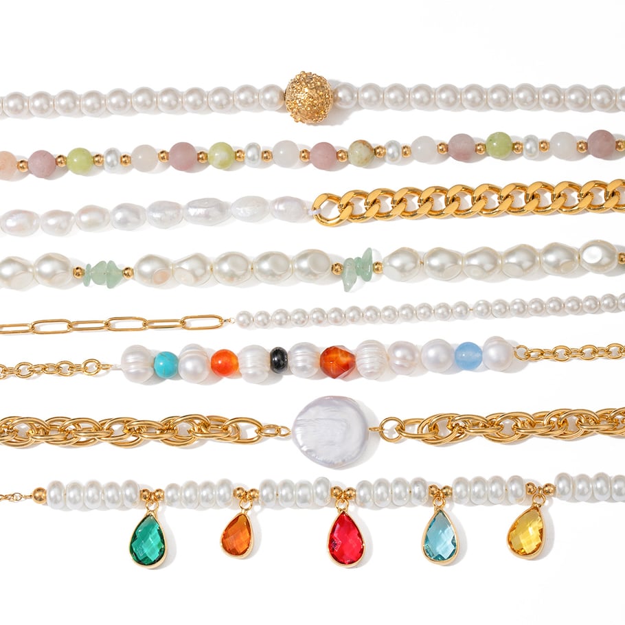 1 Stück Simple Series Elegante Perlen Edelstahl 18 Karat vergoldet Perlen Damen Perlenketten Bild6