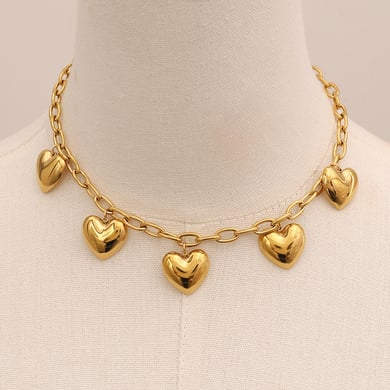 1 Piece Simple Series Sweet Heart Stainless Steel 18K Gold Plated Women Pendant Necklaces h5 Picture6