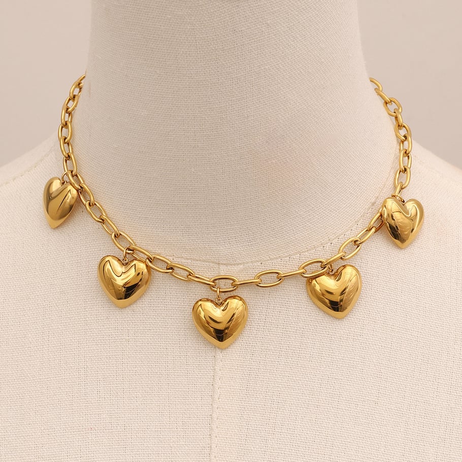 1 Piece Simple Series Sweet Heart Stainless Steel 18K Gold Plated Women Pendant Necklaces Picture6