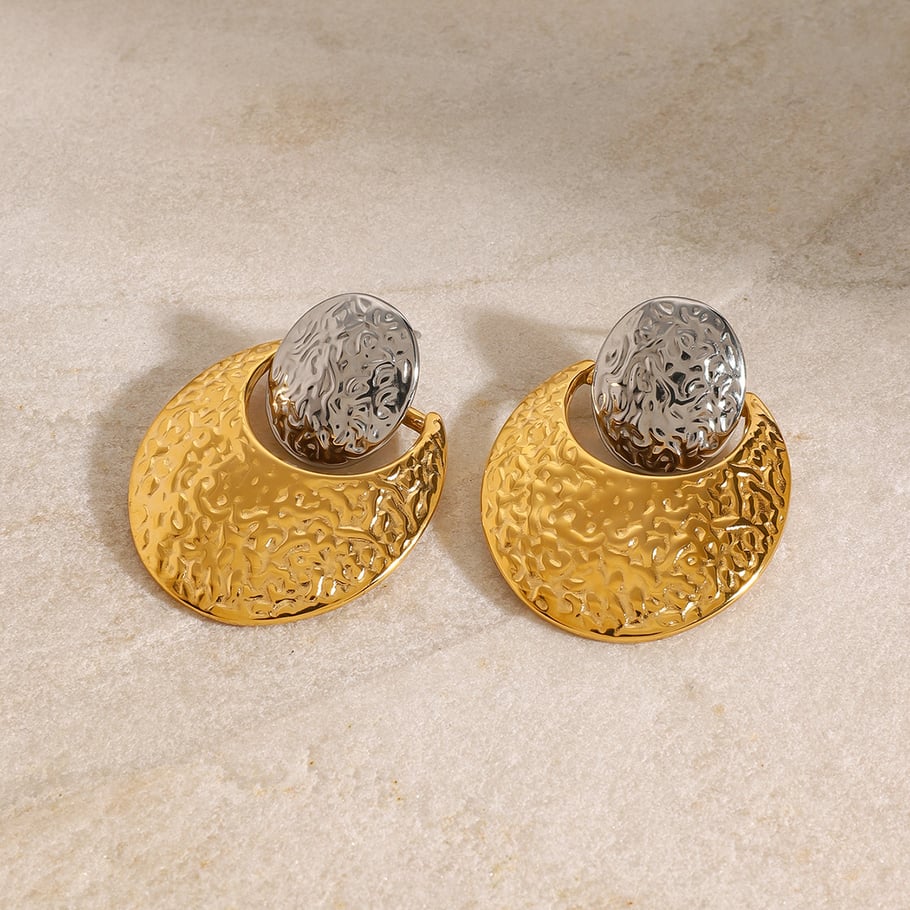 1 Pair Simple Series Europe and America round Stainless Steel 18K Gold Plated Women Stud Earrings Picture4