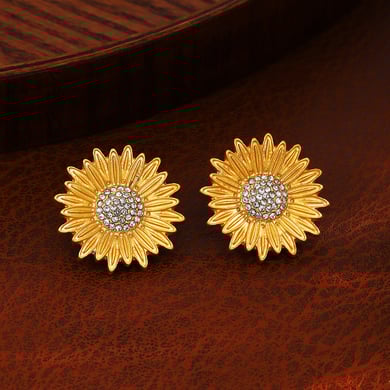 1 paire de boucles d&#39;oreilles à tige en alliage de zinc plaqué or avec strass pour femme, série simple, style rétro h5 Image2