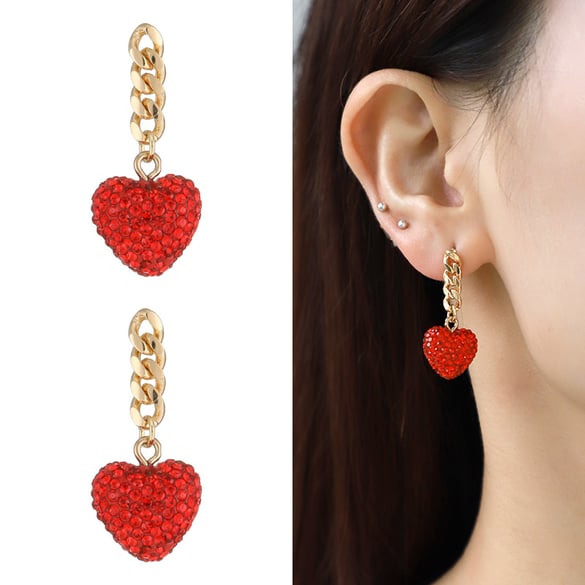 1 Piece Luxurious Series Retro Exquisite Red Heart Shape Copper Women's Pendant Necklaces