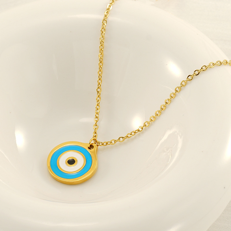 1 piece simple series classic eye titanium steel gold plated women pendant necklaces h5Picture4