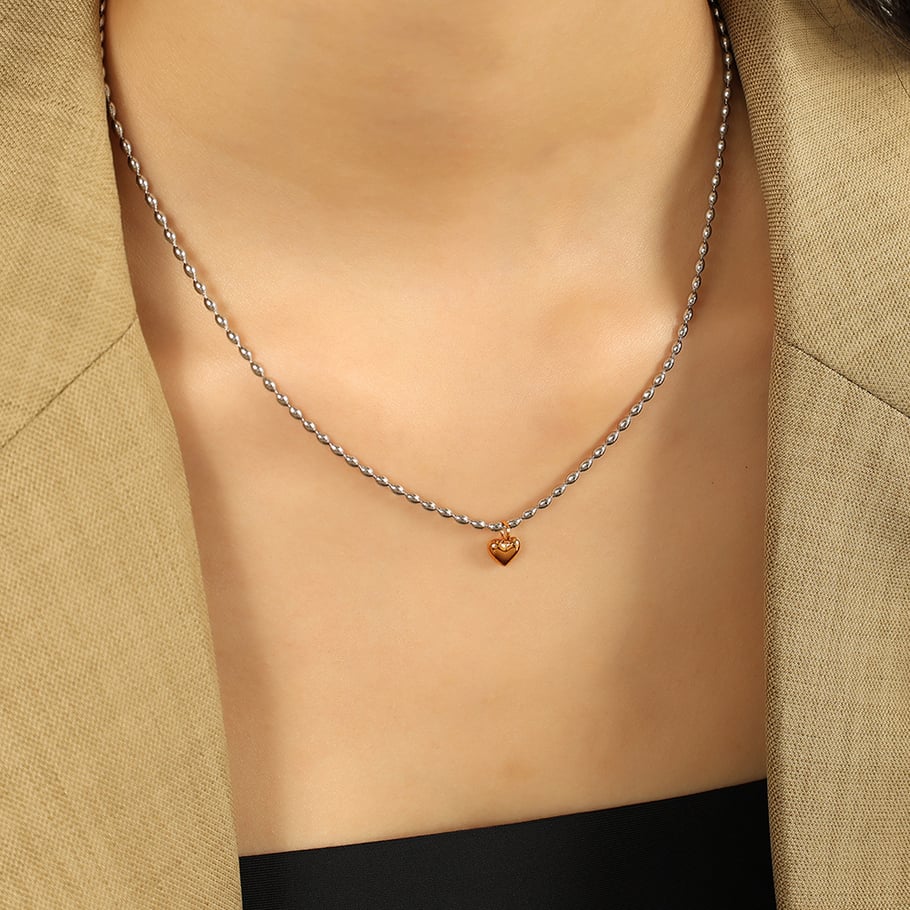 1 Piece Simple Series Simple Heart Stainless Steel 18K Gold Plated Women Pendant Necklaces Picture5