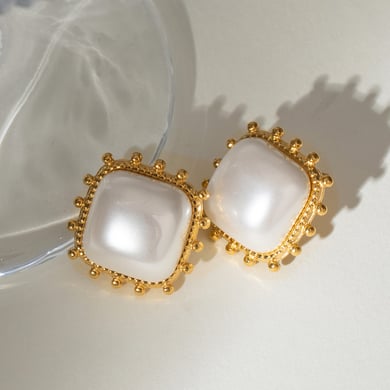 1 Pair Simple Series Retro Geometric Stainless Steel 18K Gold Plated Women Stud Earrings h5 Picture4