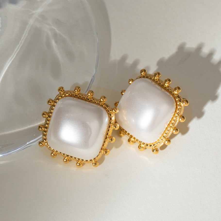1 Pair Simple Series Retro Geometric Stainless Steel 18K Gold Plated Women Stud Earrings Picture4