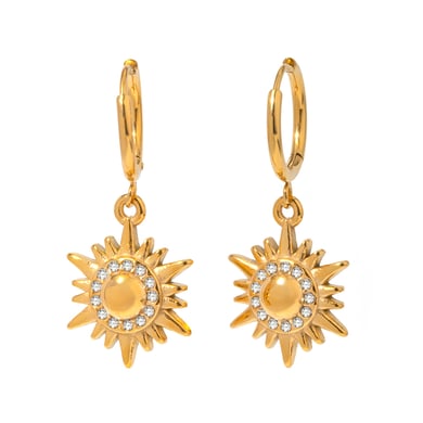 1 Pair Simple Series Retro Sun/Moon Stainless Steel 18K Gold Plated Women Drop Earrings h5 Picture5