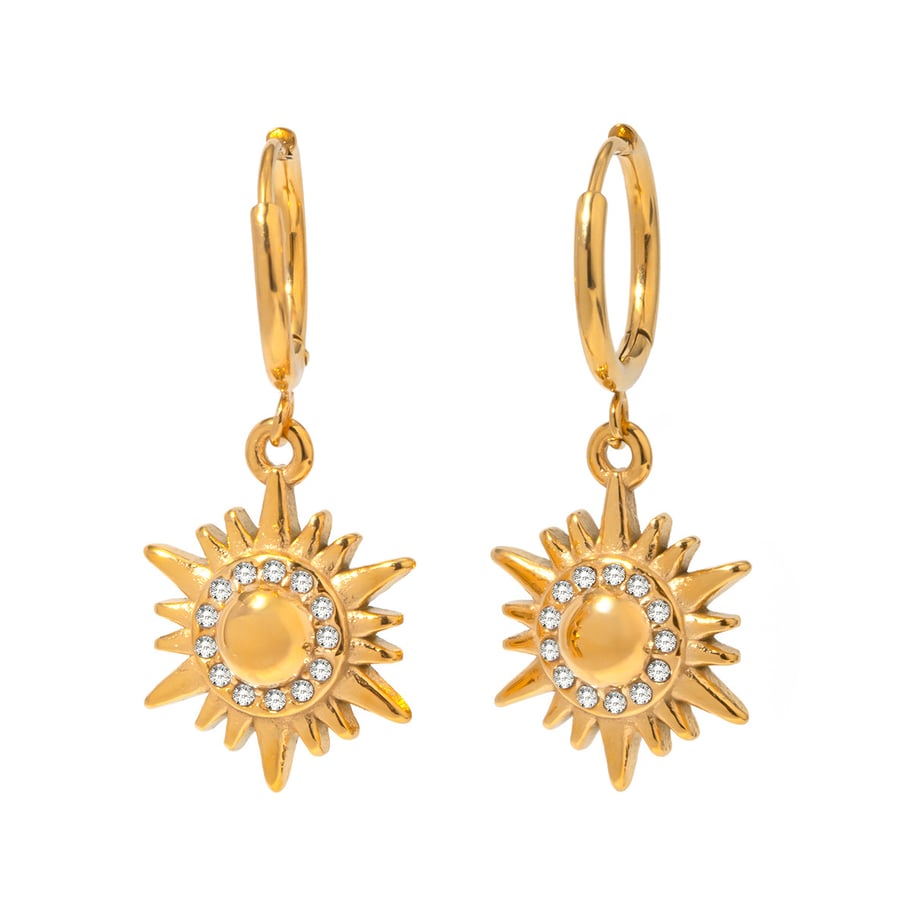 1 Pair Simple Series Retro Sun/Moon Stainless Steel 18K Gold Plated Women Drop Earrings Picture5