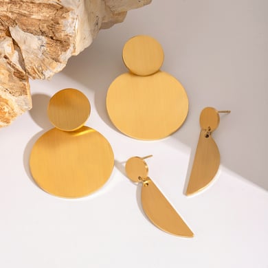 1 Pair Simple Series ins style Geometric Stainless Steel 18K Gold Plated Women Drop Earrings h5 Picture3