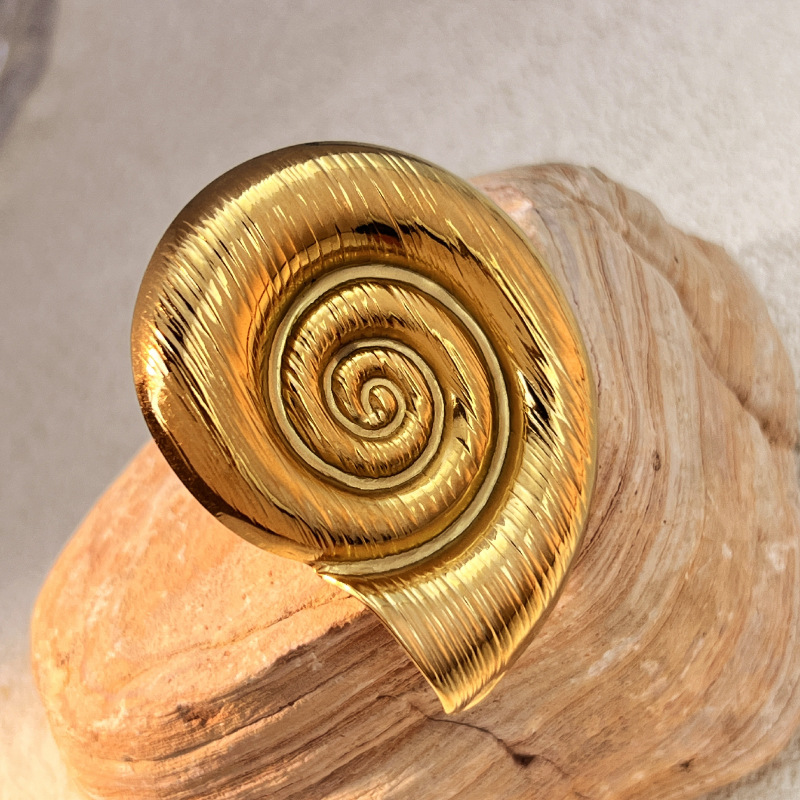 1 Piece Whelk Stainless Steel Gold Color Women's Adjustable Rings Picture4