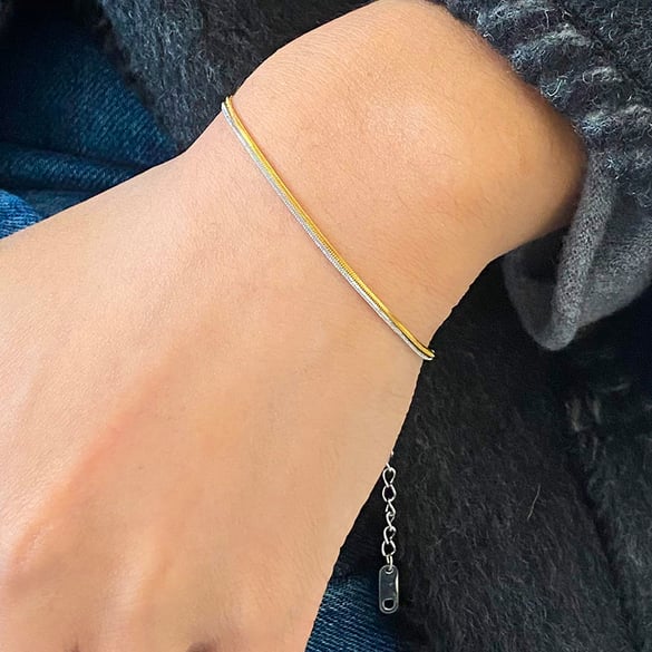 1 Piece Simple Series Delicate Line Stainless Steel Gold & Silver Color Chain Bracelets
