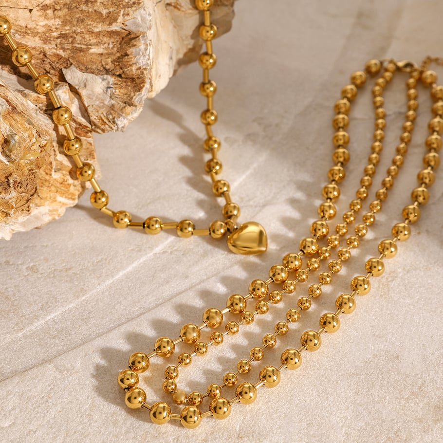 1 Piece Simple Series Simple Heart Stainless Steel 18K Gold Plated Women Beaded necklaces Picture5