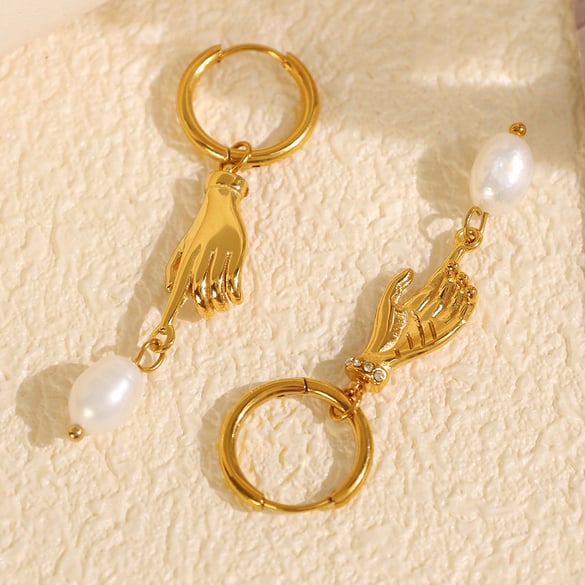 1 Pair Simple Series Simple Geometric Stainless Steel 18K Gold Plated Artificial Pearl Women Drop Earrings 2