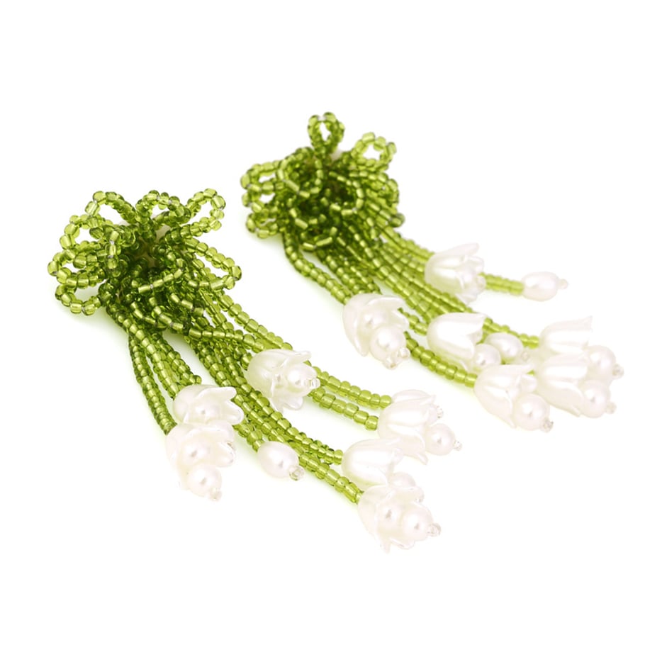 1 Pair Romantic Beaded Flower Tassel Earrings Picture5