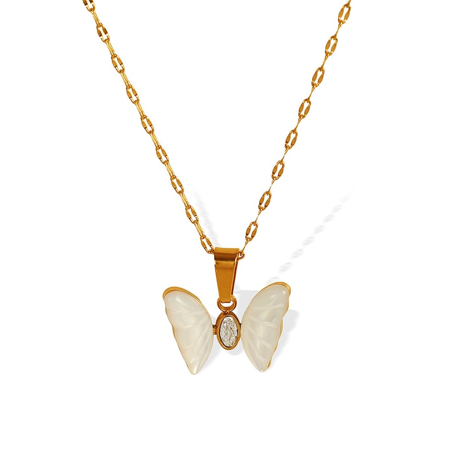 1 Piece Simple Series Sweet Animal Titanium Steel 18K Gold Plated Zircon Women Pendant Necklaces Picture6