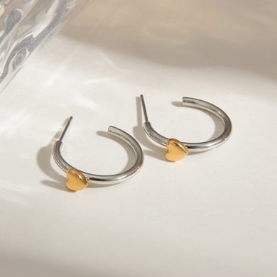 1 Paar Creolen aus der Romantic Series mit klassischem Herz-Design aus Edelstahl, vergoldet h5 Bild4