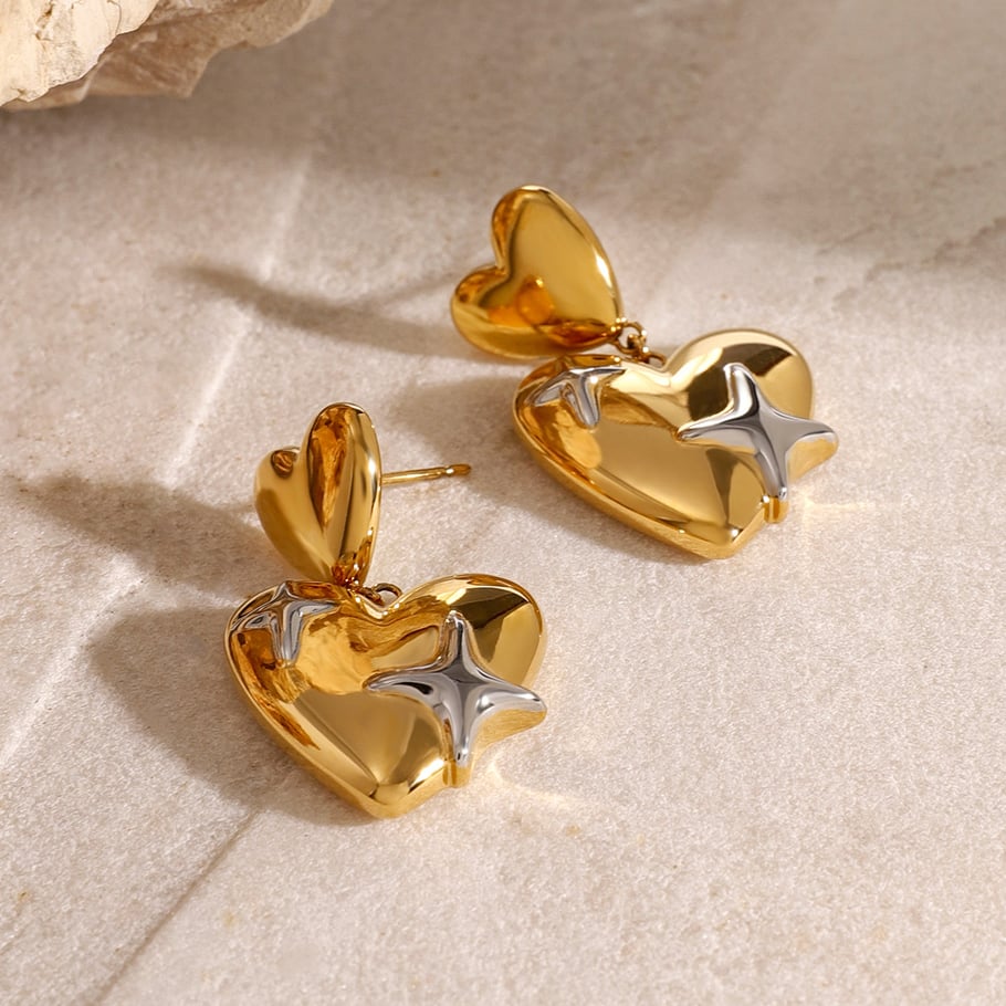 1 Pair Simple Series ins style Heart Stainless Steel 18K Gold Plated Women Drop Earrings Picture5