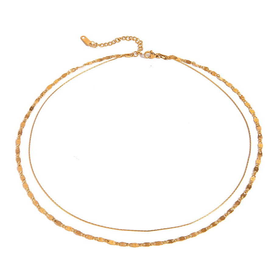 1 Stück Simple Series Retro Ringförmige Edelstahl 18 Karat vergoldete Damen-Mehrfachketten Bild6