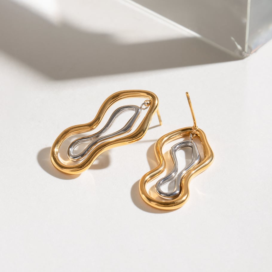 1 Pair Simple Series Simple Annular Stainless Steel 18K Gold Plated Women Stud Earrings Picture4