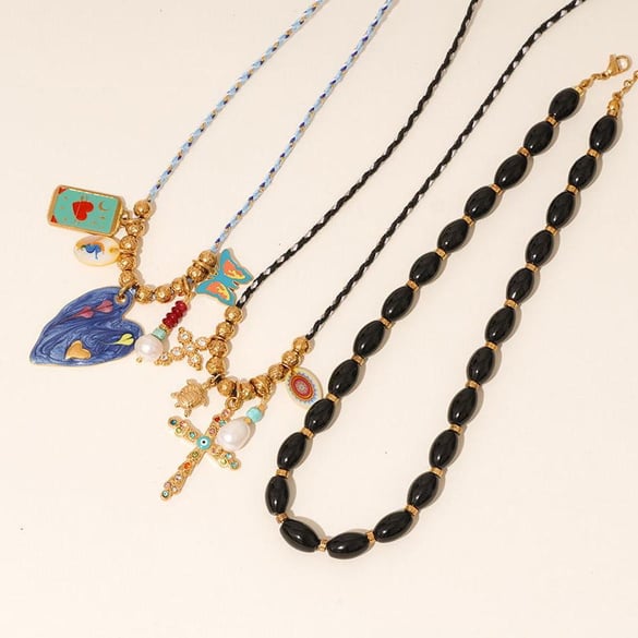 1 Piece Sophisticated Series Elegant Cross Stainless Steel Gold Color Women's Pendant Necklaces 2