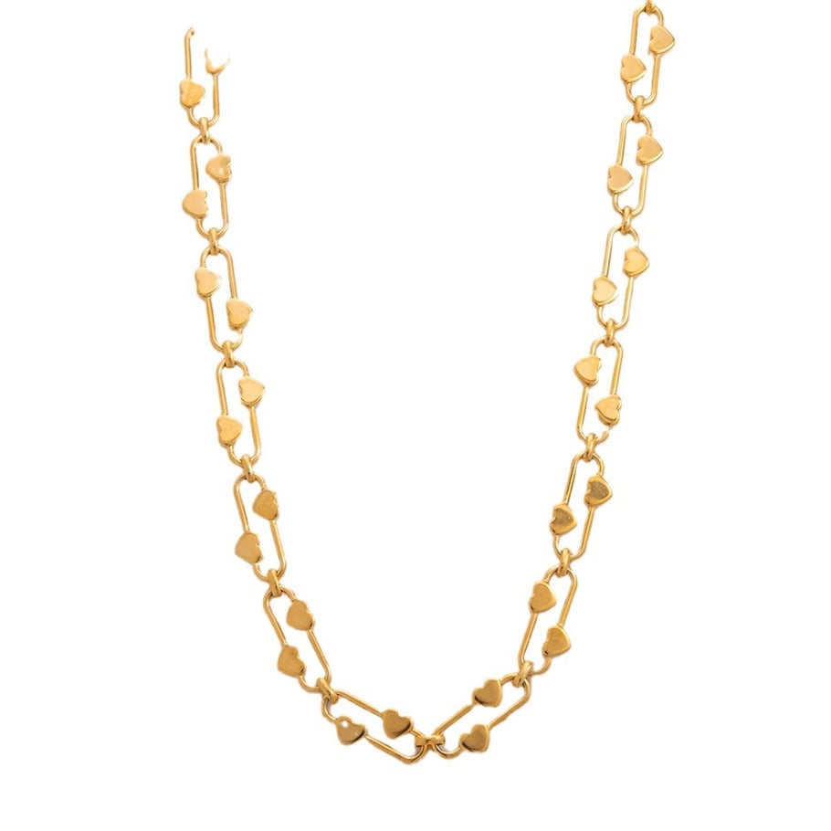 1 Stück Simple Series Simple Heart Edelstahl 18 Karat vergoldet Unisex Anhänger Halsketten Bild6