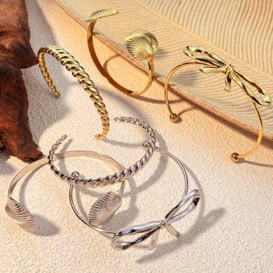 1 Piece Simple Series Classic Bow Knot Stainless Steel Gold Color  Women's Bangles h5 Picture4