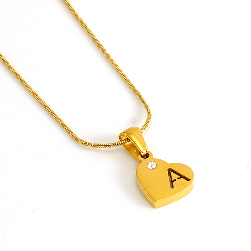 1 pezzo semplice serie semplice lettera acciaio inossidabile placcato oro 18k cristallo unisex ciondolo collane Immagine5