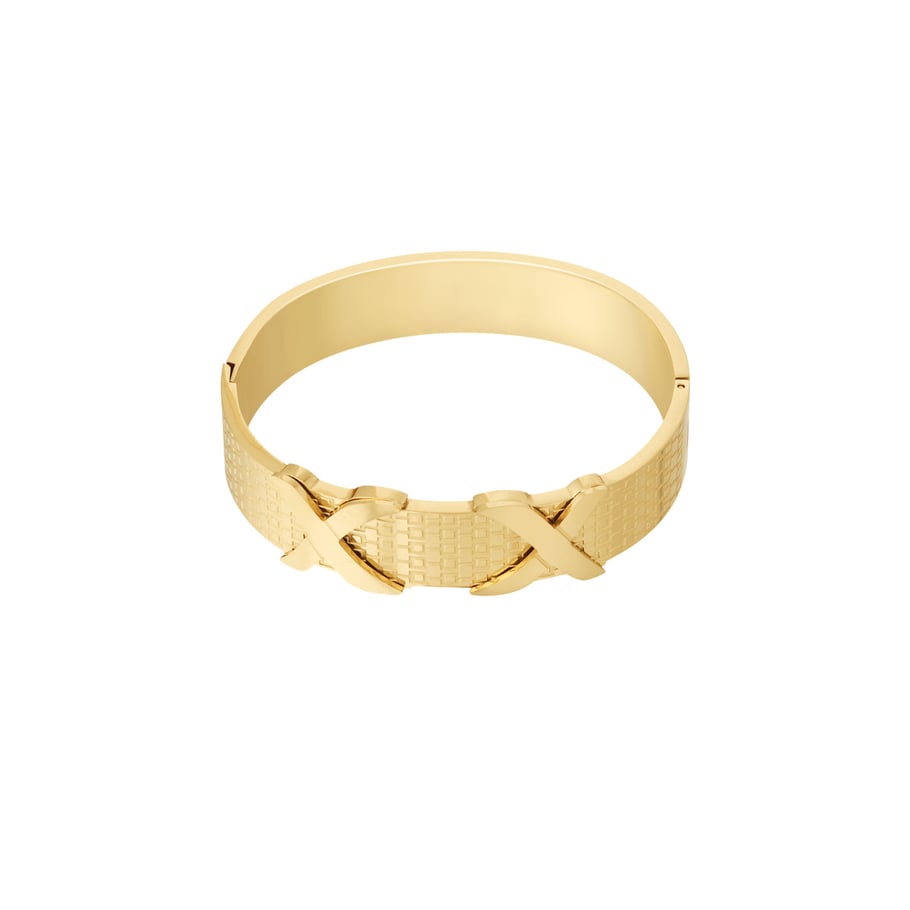 1 Piece Modern Series Classic X Letter Stainless Steel Gold Color Women's Bangles Picture5