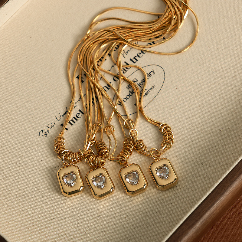 1 Piece Simple Series Simple Heart Stainless Steel 18K Gold Plated Zircon Women Pendant Necklaces Picture3