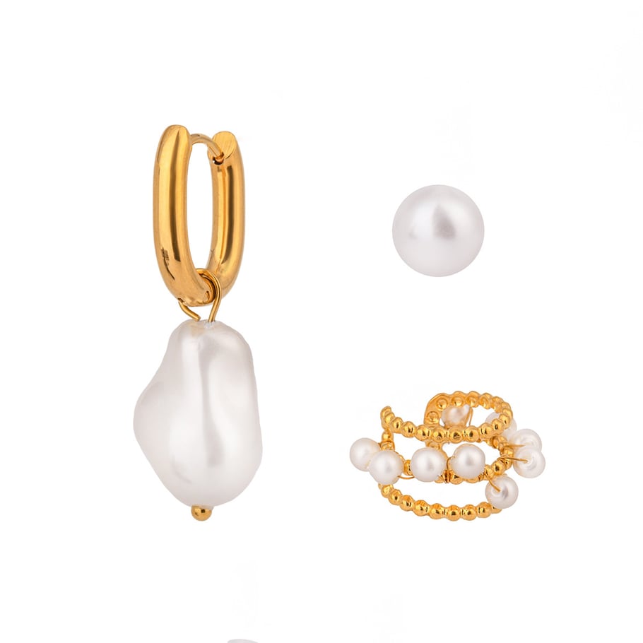 1 Pair Classic Series Exquisite Irregular Shape Stainless Steel Gold Color Women's Earrings Set Picture7