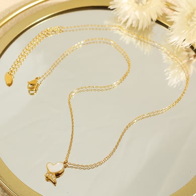 1 Piece Classic Series Natural Butterfly Titanium Steel 18K Gold Color Plated Shell Women's Pendant Necklaces h5 Picture4