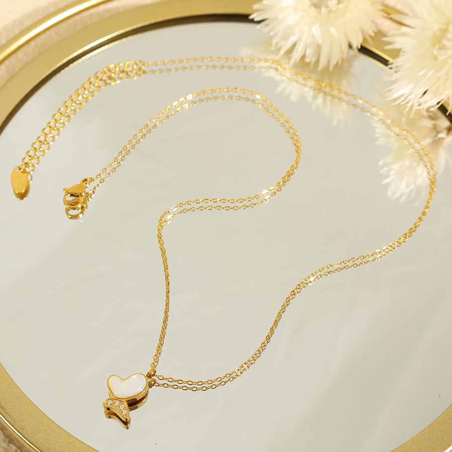 1 Piece Classic Series Natural Butterfly Titanium Steel 18K Gold Color Plated Shell Women's Pendant Necklaces Picture4