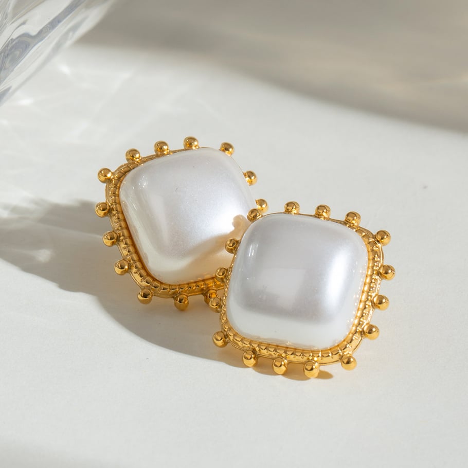 1 Pair Simple Series Retro Geometric Stainless Steel 18K Gold Plated Women Stud Earrings Picture5