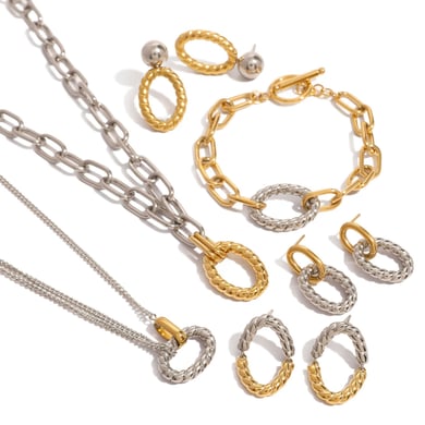 1 Piece Fashionable Classic Style Twist Shape Stainless Steel 18K Gold Plated Women's Earrings set h5 Picture5