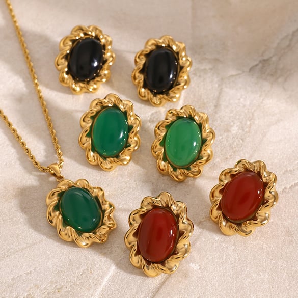 1 paire de boucles d&#39;oreilles rétro géométriques en acier inoxydable plaqué or 18 carats pour femme, série classique 2
