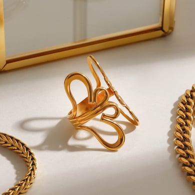 1 Stück Romantische Serie Natürliche Blume Edelstahl Gold Farbe Damen Einzelringe h5 Bild4