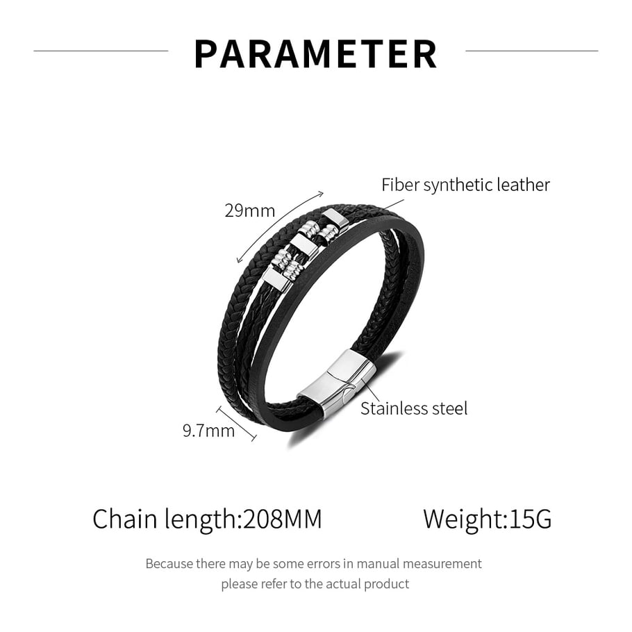 1 Piece Simple Series Punk Rectangular Stainless Steel Men's Bracelets Picture9