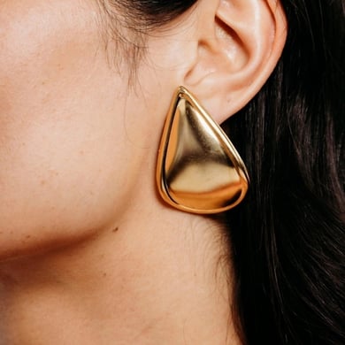 1 Pair Simple Series Simple Droplet Stainless Steel 18K Gold Plated Women Stud Earrings h5 Picture4