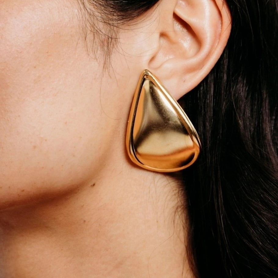 1 Pair Simple Series Simple Droplet Stainless Steel 18K Gold Plated Women Stud Earrings Picture4