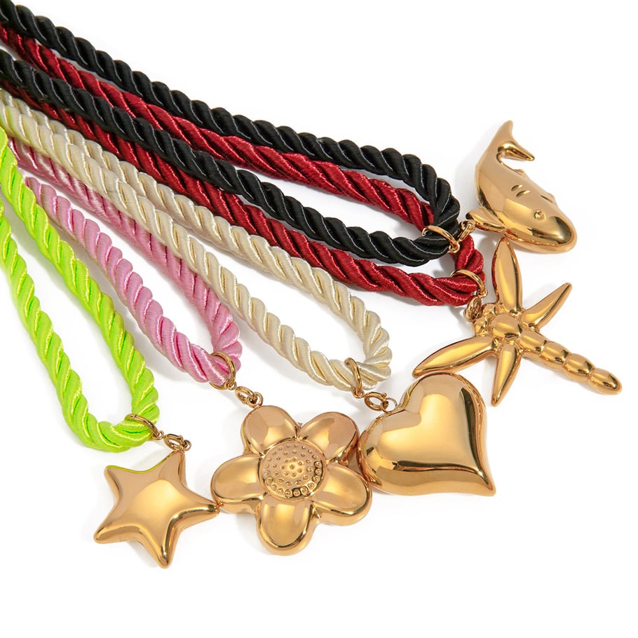 Collier pendentif dauphin brillant en acier inoxydable or 18 carats personnalisé transfrontalier Amazon, corde épaisse noire, vente en gros de bijoux Image4