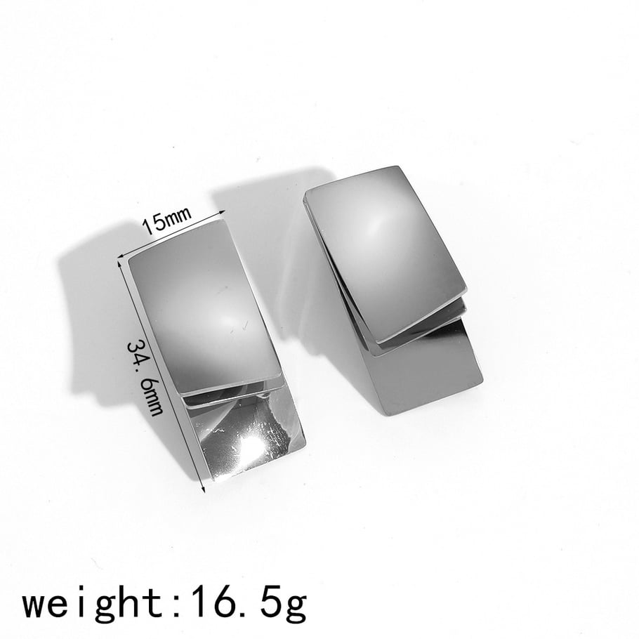 1 Paar Simple Series Leichter Luxus-Stil Viereck Edelstahl 18 Karat vergoldet Damen Ohrstecker Bild5